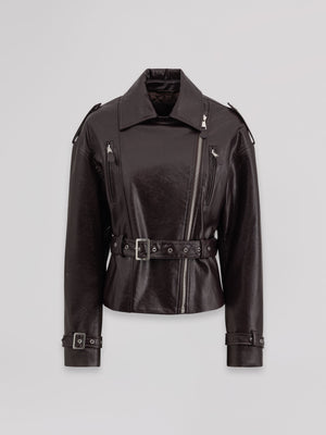 Chiodo all zip con cintura in vita