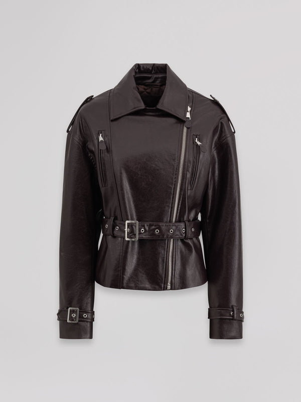 Chiodo all zip con cintura in vita