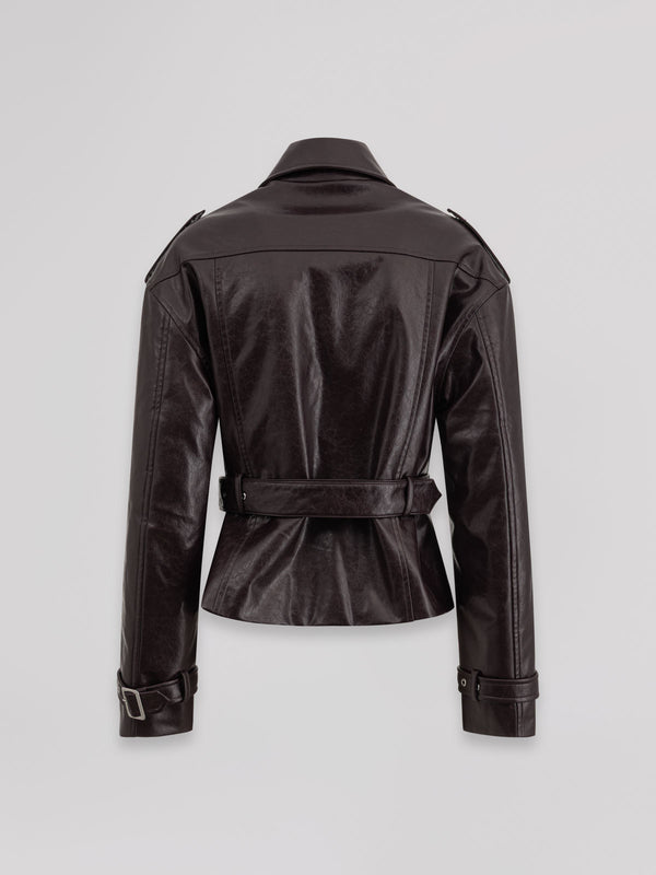 Chiodo all zip con cintura in vita