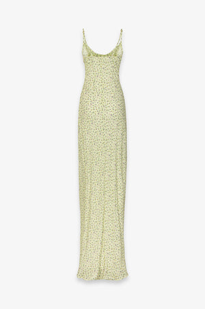 KELLY - LONG CREPE DRESS WITH SPLIT ON THE FRONT AND THIN STRAPS