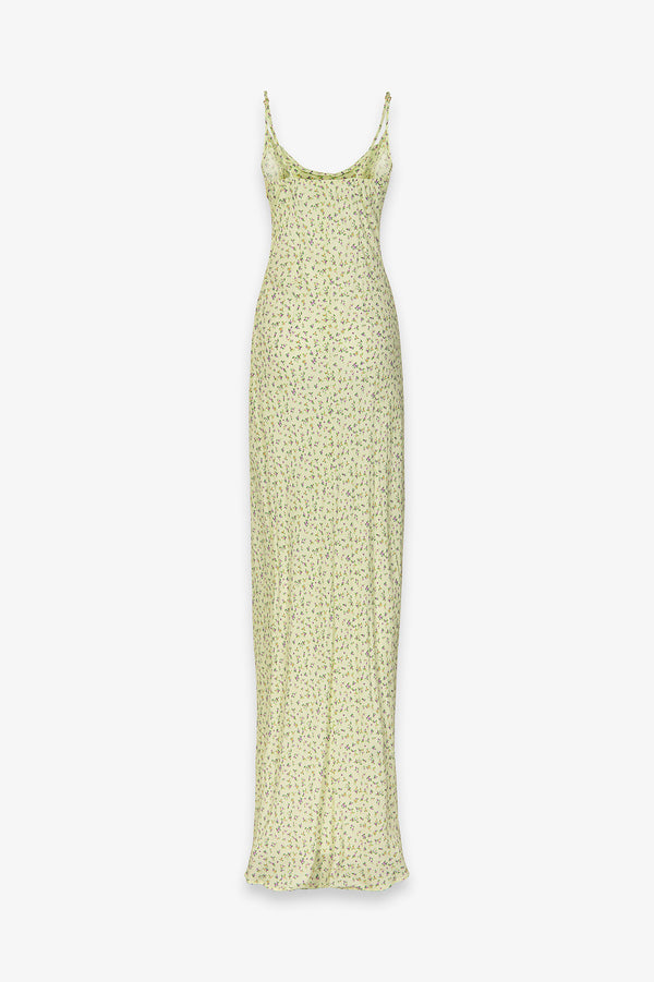 KELLY - LONG CREPE DRESS WITH SPLIT ON THE FRONT AND THIN STRAPS