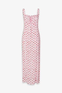 MEGAN - ABITO LUNGO CON SCOLLO SQUADRATO E ARRICCIATURE IN CREPE