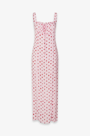 MEGAN - ABITO LUNGO CON SCOLLO SQUADRATO E ARRICCIATURE IN CREPE