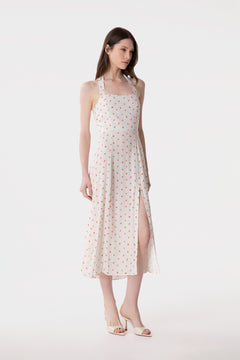 PAULA - MIDI DRESS WITH SQUARE NECK AND SIDE SPLIT