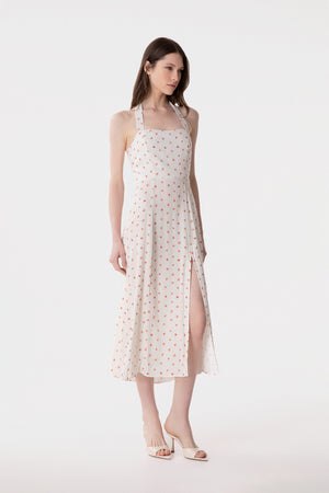 PAULA - MIDI DRESS WITH SQUARE NECK AND SIDE SPLIT