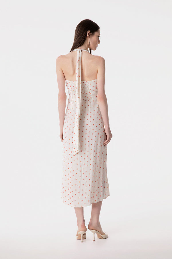 PAULA - MIDI DRESS WITH SQUARE NECK AND SIDE SPLIT