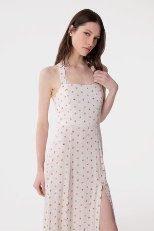 PAULA - MIDI DRESS WITH SQUARE NECK AND SIDE SPLIT