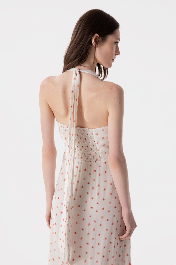 PAULA - MIDI DRESS WITH SQUARE NECK AND SIDE SPLIT