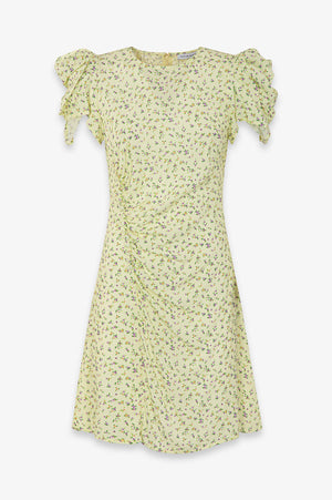 KRISTEL - ABITO MIDI CON DRAPPEGGIO E BOTTONCINI IN CREPE CON SPACCO LATERALE