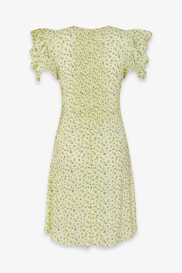 KRISTEL - ABITO MIDI CON DRAPPEGGIO E BOTTONCINI IN CREPE CON SPACCO LATERALE