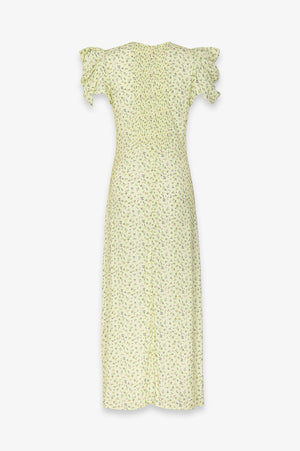KRISTEL - ABITO MIDI CON DRAPPEGGIO E BOTTONCINI IN CREPE CON SPACCO LATERALE
