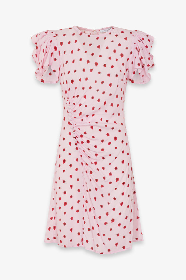 KRISTEL - ABITO MIDI CON DRAPPEGGIO E BOTTONCINI IN CREPE CON SPACCO LATERALE