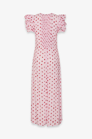 KRISTEL - ABITO MIDI CON DRAPPEGGIO E BOTTONCINI IN CREPE CON SPACCO LATERALE