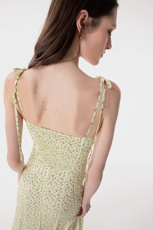 PRISCILLA - ABITO MIDI IN CREPE CON ROUGE SULLA SCOLLATURA E SPACCO LATERALE
