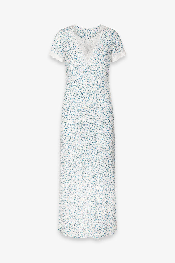 RAYA - CREPE MIDI DRESS WITH LACE INSERTS