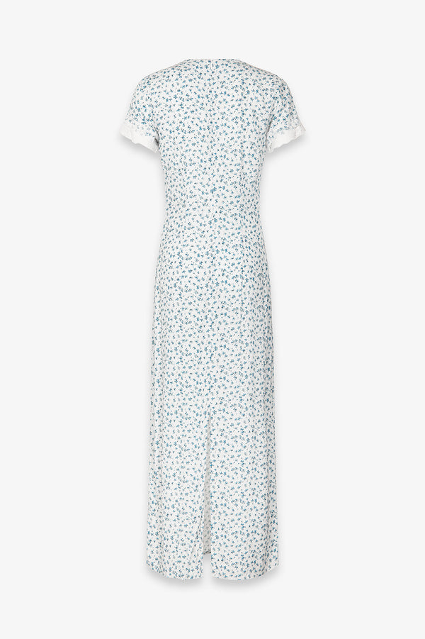 RAYA - CREPE MIDI DRESS WITH LACE INSERTS