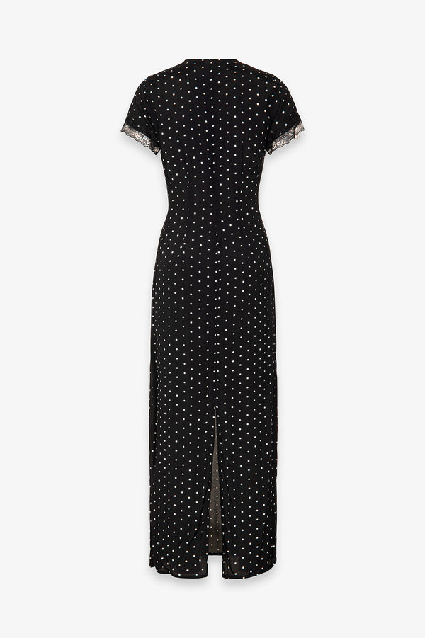 RAYA - ABITO MIDI IN CREPE CON INSERTI IN PIZZO