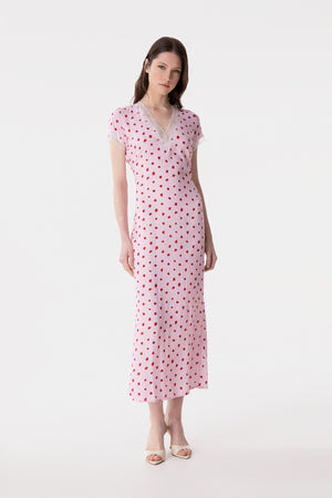 RAYA - ABITO MIDI IN CREPE CON INSERTI IN PIZZO