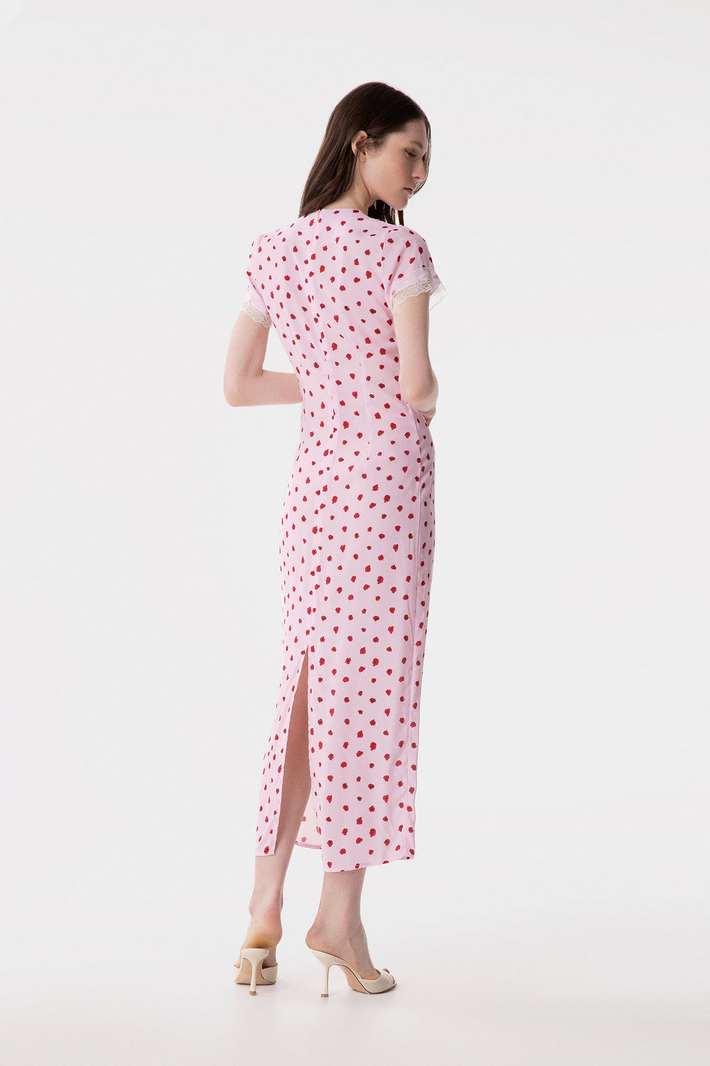 RAYA - ABITO MIDI IN CREPE CON INSERTI IN PIZZO