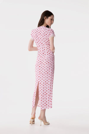 RAYA - ABITO MIDI IN CREPE CON INSERTI IN PIZZO