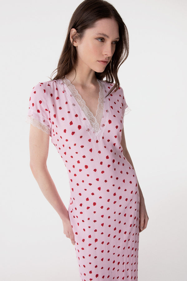 RAYA - ABITO MIDI IN CREPE CON INSERTI IN PIZZO