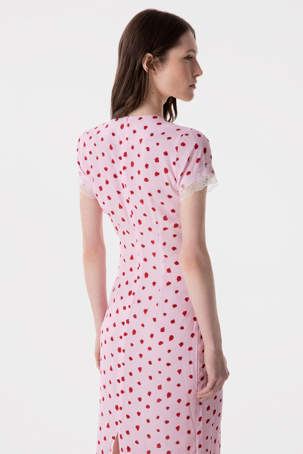 RAYA - ABITO MIDI IN CREPE CON INSERTI IN PIZZO
