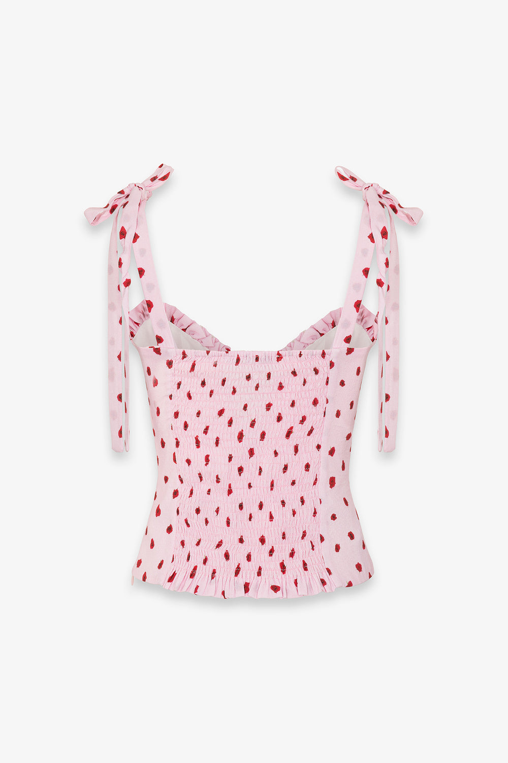 DEASY - TOP IN CREPE SCOLLO A CUORE CON ROUGE E SPALLINE CON FIOCCO