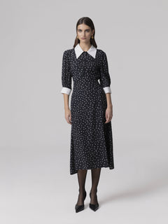 ABITO MIDI CON MANICA A 3/4 E COLLETTO CAMICIA