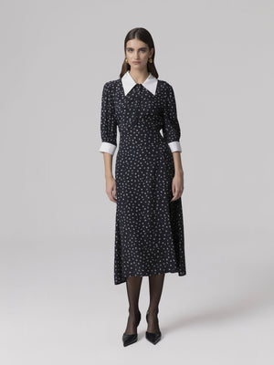 ABITO MIDI CON MANICA A 3/4 E COLLETTO CAMICIA