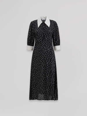 ABITO MIDI CON MANICA A 3/4 E COLLETTO CAMICIA