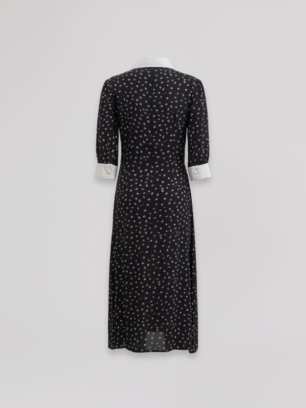 ABITO MIDI CON MANICA A 3/4 E COLLETTO CAMICIA