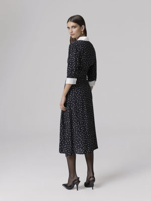 ABITO MIDI CON MANICA A 3/4 E COLLETTO CAMICIA