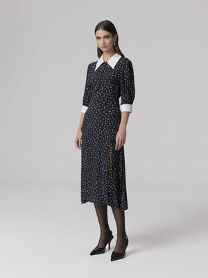 ABITO MIDI CON MANICA A 3/4 E COLLETTO CAMICIA