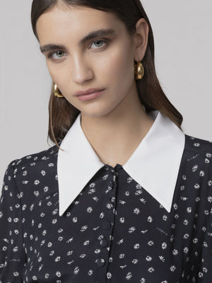 ABITO MIDI CON MANICA A 3/4 E COLLETTO CAMICIA
