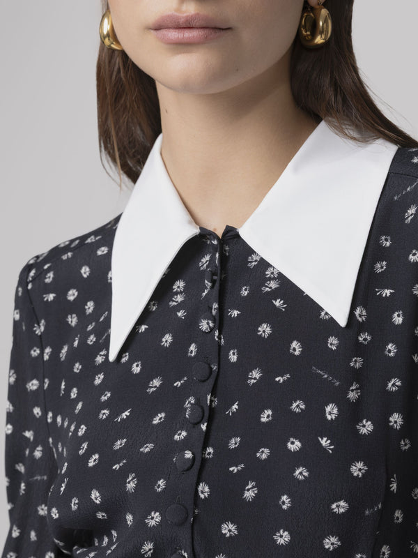 ABITO MIDI CON MANICA A 3/4 E COLLETTO CAMICIA