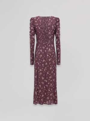 ABITO MIDI CON ARRICCIATURA LATERALE E BOTTONCINI