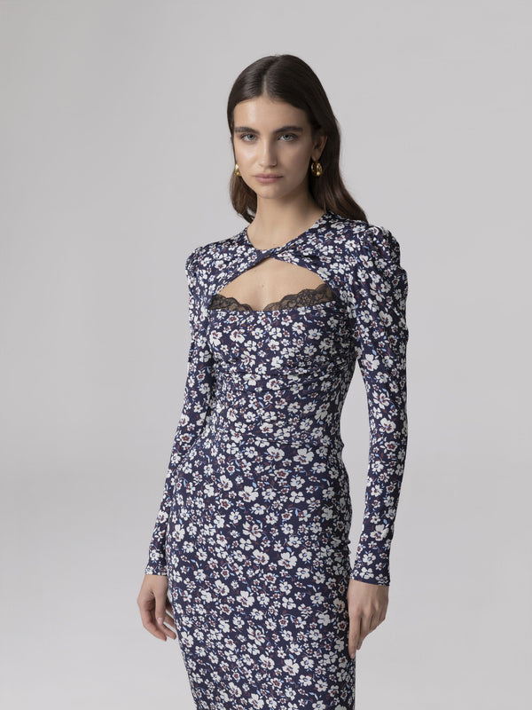 ABITO MIDI CON DETTAGLIO BRALETTE IN PIZZO