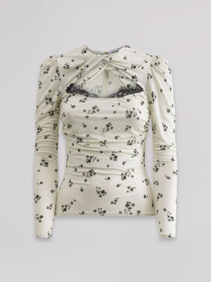 TOP MANICA LUNGA CON DETTAGLIO BRALETTE IN PIZZO