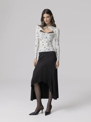 TOP MANICA LUNGA CON DETTAGLIO BRALETTE IN PIZZO