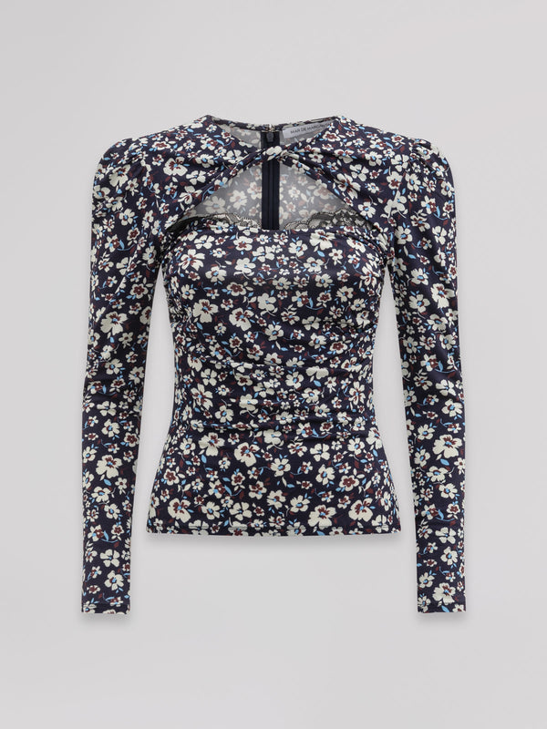 TOP MANICA LUNGA CON DETTAGLIO BRALETTE IN PIZZO
