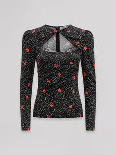 TOP MANICA LUNGA CON DETTAGLIO BRALETTE IN PIZZO