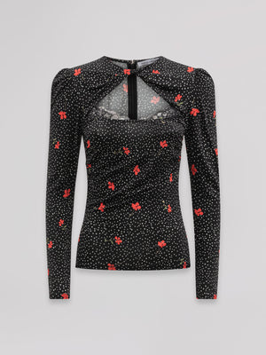 TOP MANICA LUNGA CON DETTAGLIO BRALETTE IN PIZZO