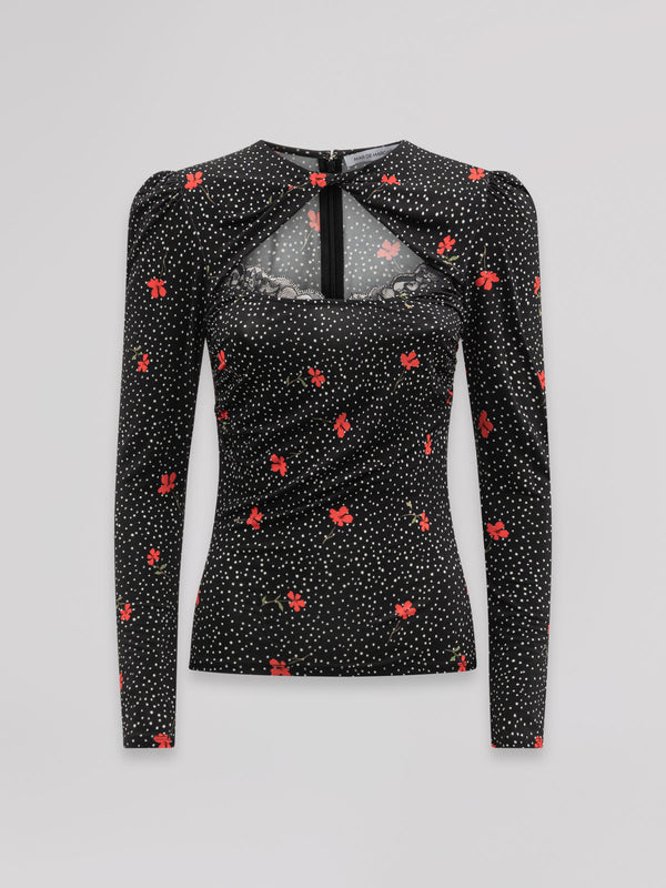 TOP MANICA LUNGA CON DETTAGLIO BRALETTE IN PIZZO