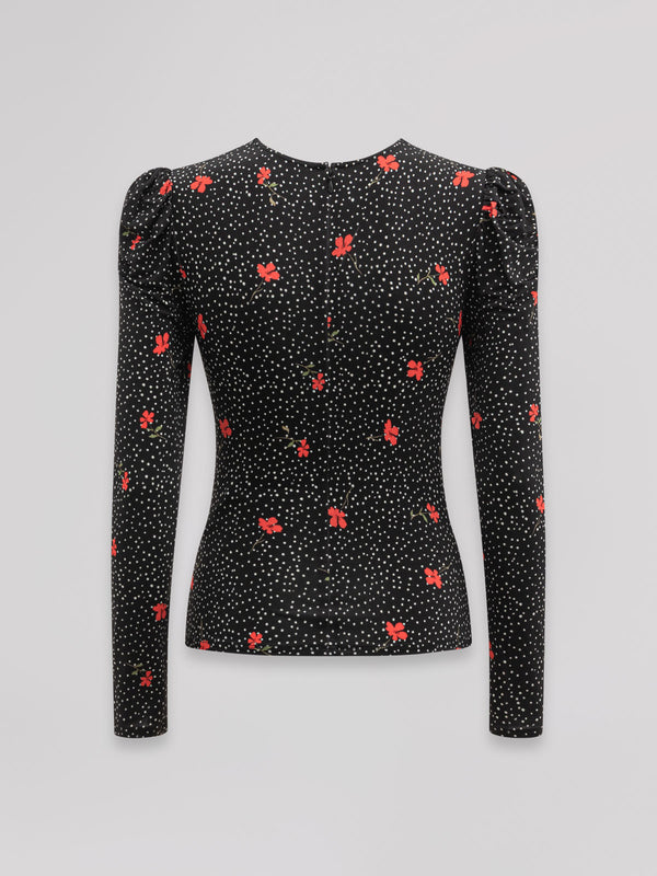 TOP MANICA LUNGA CON DETTAGLIO BRALETTE IN PIZZO