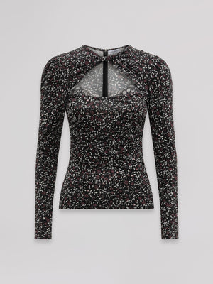 TOP MANICA LUNGA CON DETTAGLIO BRALETTE IN PIZZO
