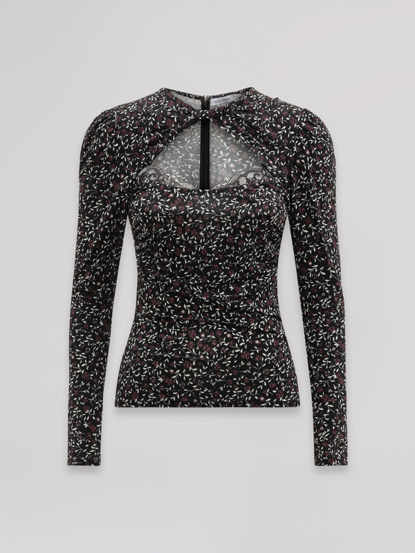 TOP MANICA LUNGA CON DETTAGLIO BRALETTE IN PIZZO