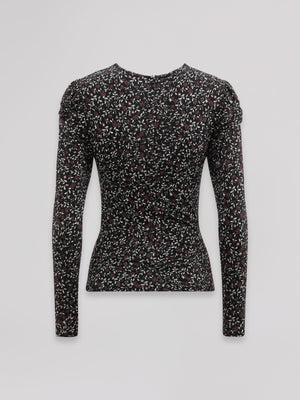 TOP MANICA LUNGA CON DETTAGLIO BRALETTE IN PIZZO