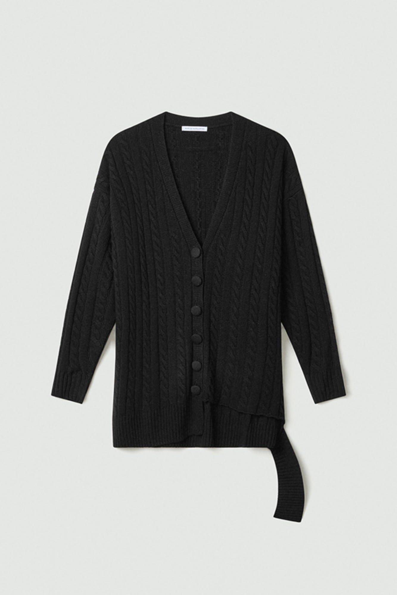 Cardigan A Trecce E Facia Laterale Nero