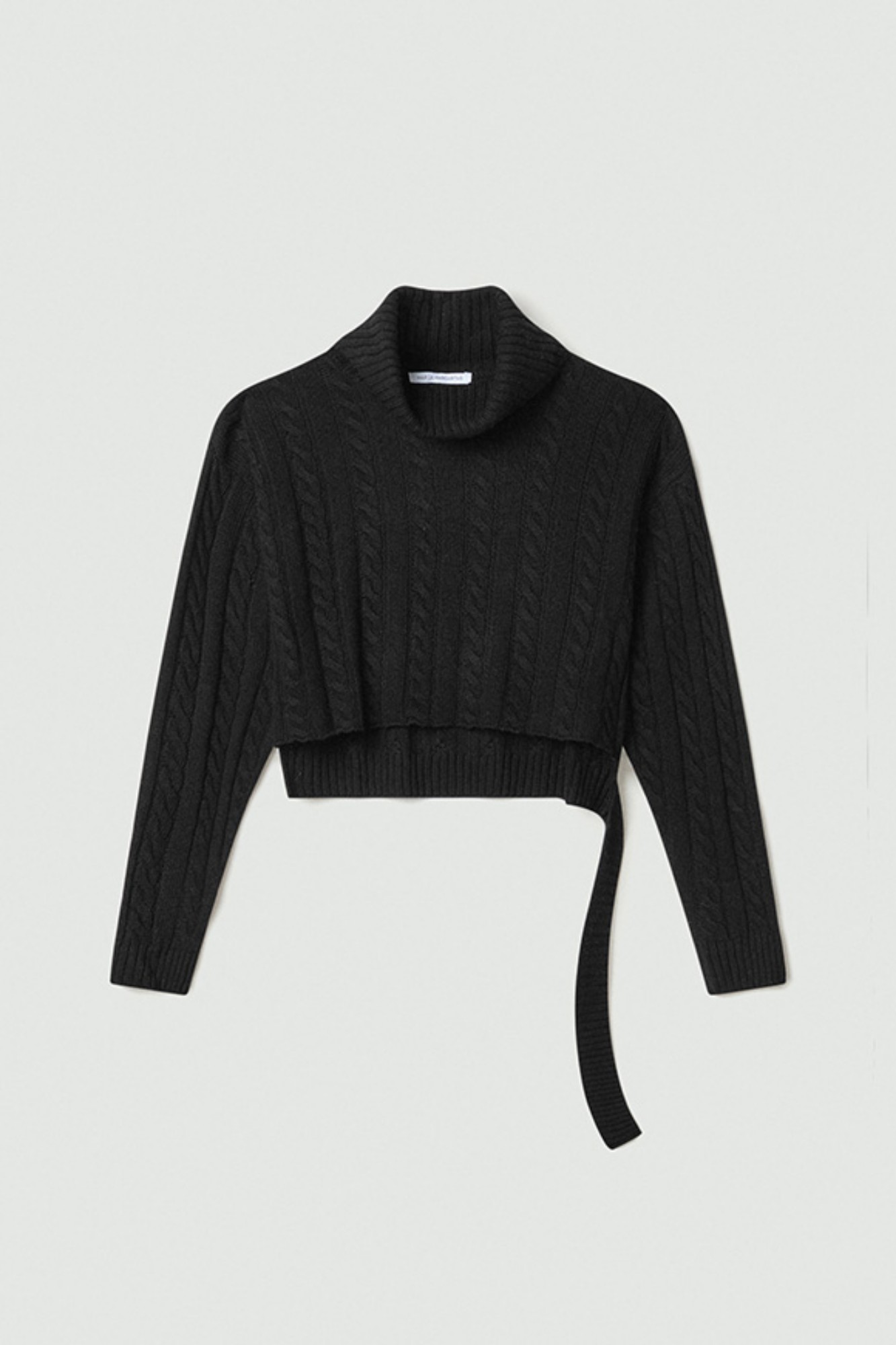 Black turtleneck crop top sweater sale