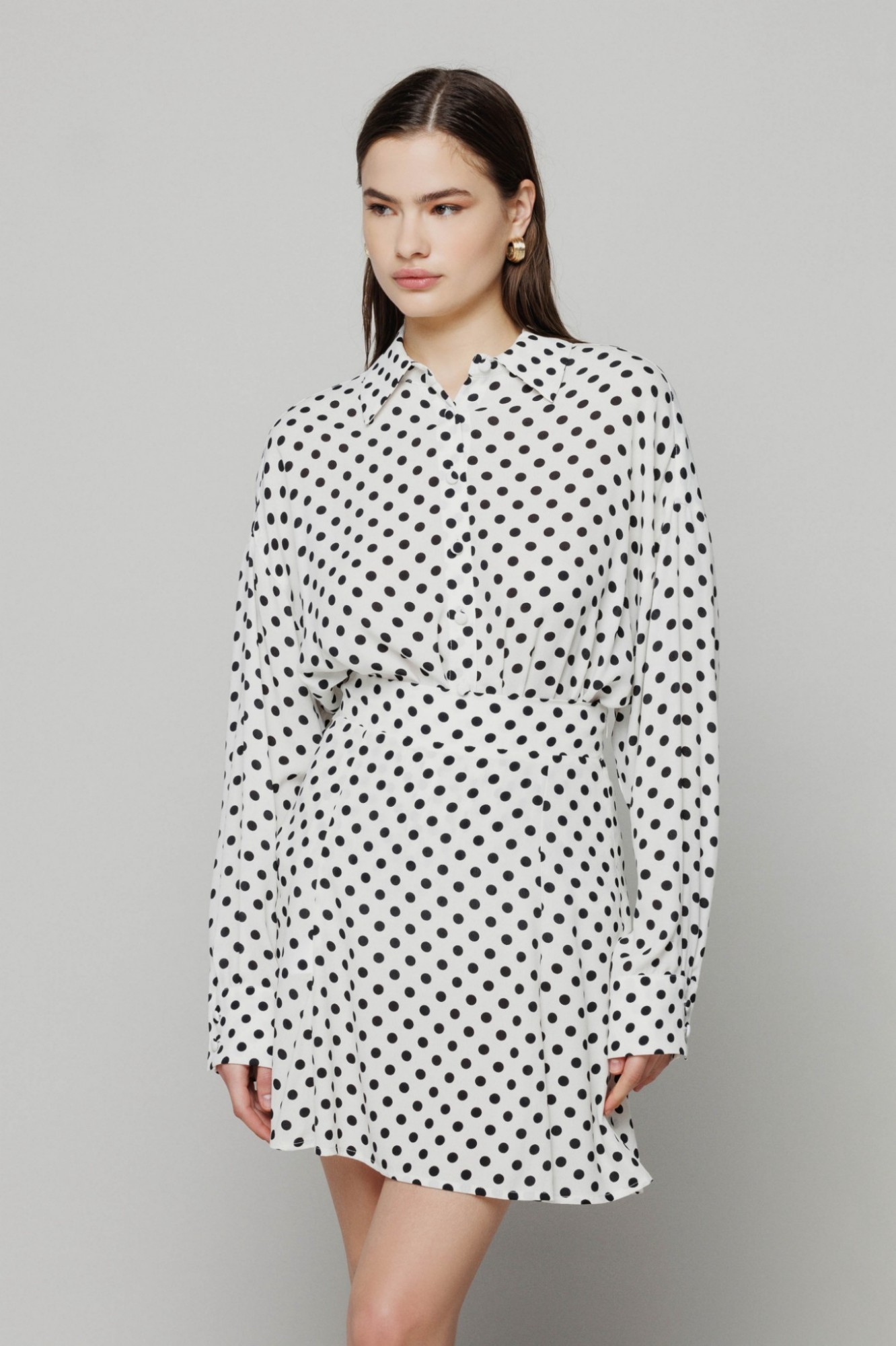 Eveline - camicia a body in crepe a fantasia • Pois ecru